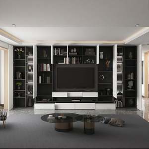 Modern Nordic Home Furniture Black Solid Oak Wood <b>Storage</b> TV Stand Scandinavian <b>Industrial</b> Office Cabinets - Product Image 1