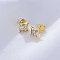 Boucles d'oreilles clous Fulsun en argent sterling 925 plaqué or avec zircone cubique, style hip-hop, vente en gros de bijoux fins