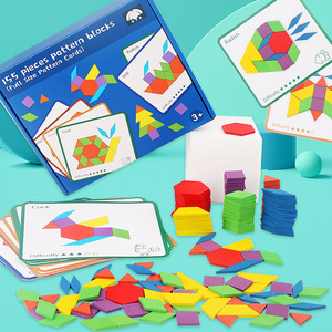 155 pièces de <span class=keywords><strong>Puzzle</strong></span> en bois personnalisé pour enfants, motif géométrique, bricolage, <span class=keywords><strong>Puzzle</strong></span>, Tangram éducatif précoce, jouets assortis pour enfants - Product Image 2