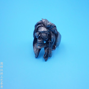 Mask <b>Ring</b> Antique Silver <b>Skull</b> Design Geometric Shape Fashion Jewelry Gift - Product Image 4
