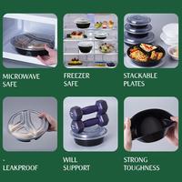 32OZ Runde BPA-freie PP To-Go Fast-Food-Behälter Wiederverwendbare Schwarze Einweg-Plastik-Bento-Lunchbox für Restaurants