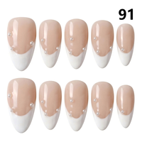 1366-1370 Kuku Palsu Buatan Tangan 10pcs Bahan Press-On Model Almond Desain Ukiran Bunga Kustom Modis Persegi untuk Jari