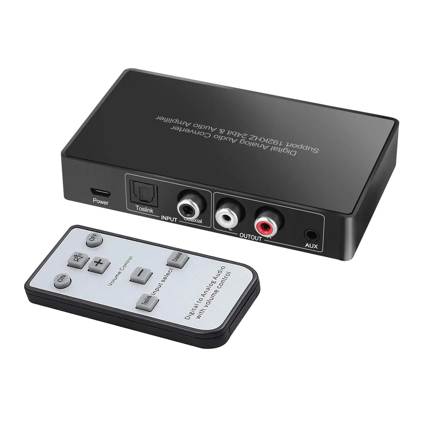 Optical Coaxial Digital to Analog audio converter with headphone amplifier by remote control