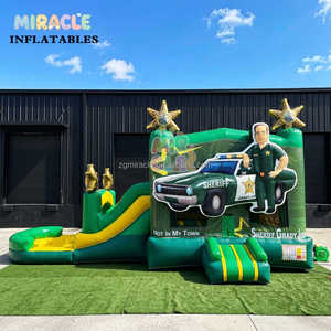 Castillo Inflable de PVC con Tobogán, Temática de Coche de Policía, Personalizado con Impresión de Agencia de Seguridad, para Niños - Product Image 4