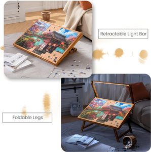 <span class=keywords><strong>Table</strong></span> et plateau de <span class=keywords><strong>puzzle</strong></span> avec lumière LED, pieds pliants, modèle JE-P-008 - Product Image 3