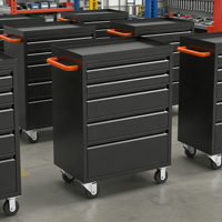 Chariot d'atelier portable moderne en acier avec 5 tiroirs, serrure à clé, garantie 3 ans pour garage et atelier, OEM
