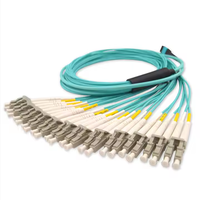 MPO kabel MTP 12 Core 24 Core wanita, kabel Patch bagasi serat optik OM3 OM4 Multimode 3.0mm 2.0mm tipe LSZH