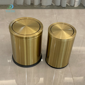 Venta directa de fábrica Cubo de basura de acero inoxidable con tapa Cubo de basura de pintura en aerosol dorado Cubo de basura de doble capa - Product Image 3