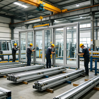 Porte coulissante en aluminium à rupture de pont thermique, double vitrage Low-E, grand panneau, rail lisse, pour usage résidentiel américain sur terrasse