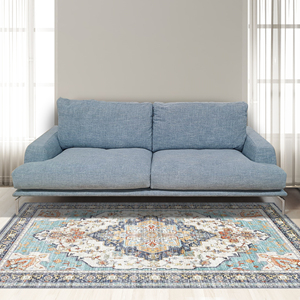 Sofá Ethan con Respaldo Deslizante en Tela Azul - Product Image 1