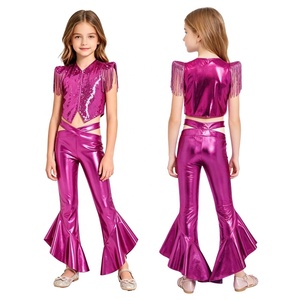 Costume de scène pour filles avec gilet à sequins et pantalon à franges, coupe cloche, pour spectacle de danse, personnalisable - Product Image 2