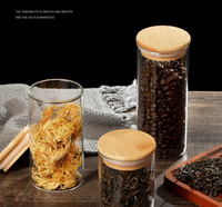 High Borosilicate Glass Storage Jar Bamboo Lid Eco-Friendly Airtight Multipurpose for Spices Dry Food Giveaways Handcrafted