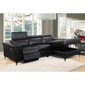 Tianhang, sofá cama Patricio de cuero transpirable negro de gama alta, juego de sofá funcional múltiple con almacenamiento y silla - Product Image 1