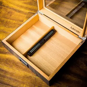 Alta qualità su misura in legno fatto a mano in vetro Top sigaro Humidor 15-20 CT scatola/custodia per la reumidificazione