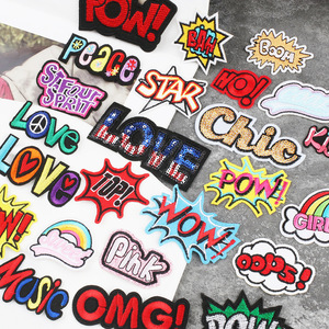 Parches Bordados Duraderos con Diseño Pop Art, Slogan de Cómic 'POW <span class=keywords><strong>WOW</strong></span> OMG' y Estrella Arcoíris, Listos para Enviar, para Bolsas, Ropa y Gorras - Product Image 2