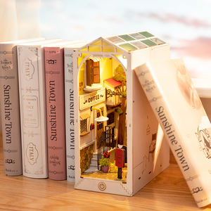 Robotime 3D Wooden Puzzles Book Nook TGB02 Sunshine Town Assemble Toys Bookends DIY Miniature Doll House