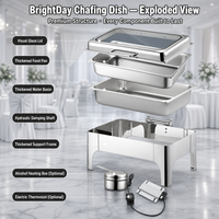 Perlengkapan Hotel Set Chafing Dish Stainless Steel dengan Penghangat Makanan Buffet untuk Peralatan Dapur Katering Pernikahan dan Pesta