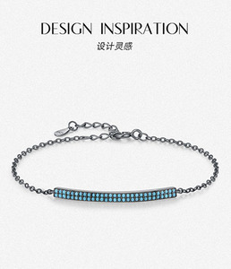 Bracelet chaîne minimaliste en argent S925 plaqué rhodium noir avec sertissage en turquoise pour femme, à porter au quotidien - Product Image 4