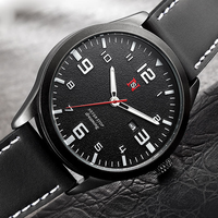 Montre pour homme NS Never Stop N917, bracelet en cuir, sport, décontractée, étanche, calendrier, date automatique, avec boîte cadeau