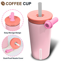 Mug Kopi Vakum Isolasi Dinding Ganda Stainless Steel Custom 300ml 450ml Ringan Portabel untuk Perjalanan, Tumbler Hadiah