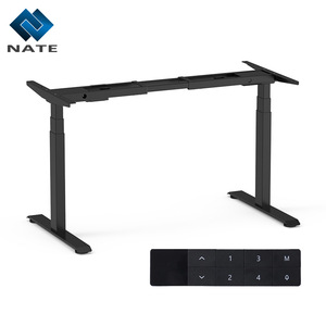 NATE Electric Standing <b>Desk</b> Dual Motor Adjustable Height Wood Top Office Workstation - Product Image 5