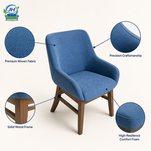 Servizio Personalizzato ODM OEM di Fabbrica, Poltrona in Legno Massello Rivestita in Velluto <span class=keywords><strong>Blu</strong></span>, <span class=keywords><strong>Sedia</strong></span> da Pranzo per Hotel, Ristoranti e Lounge Commerciali - Product Image 2