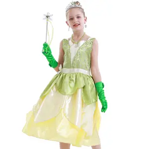 Gaun pesta indah kostum the Wizard of Oz pakaian Cosplay hijau gaun putri kartun untuk Natal & Halloween