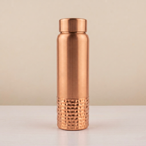 2026 New Launched <b>Copper</b> Water <b>Bottle</b> Green Metallic Body Hammered Base Screw-On Lid Eco-Friendly Reusable Travel Outdoor Hiking - Product Image 2