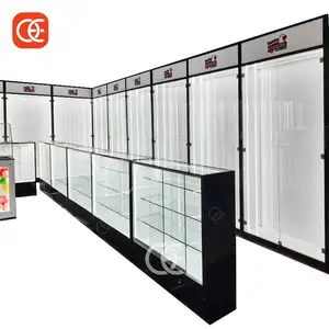 Cigar Shop Design Smoke Shops Slated Shelves Metal And Glass Wall Cabinet Show Display Rack For Shisha Shop