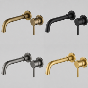 Robinet de salle de bain mural anti-traces de doigts <span class=keywords><strong>AMAXO</strong></span>, luxueux, pour lavabo, eau chaude et froide - Product Image 6