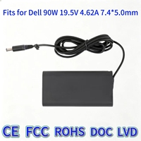 Câble d'alimentation pour ordinateur portable de haute qualité pour DELL Inspiron 15R-5537 5521, 19.5V 4.62A90W Adaptateur d'alimentation de remplacement pour ordinateur portable