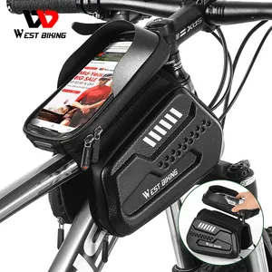 Сумка на руль велосипеда WEST BIKING водонепроницаемая, жесткий чехол для телефона с сенсорным экраном, сумка на раму для горного и дорожного велосипеда