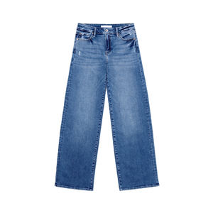 Pantalones Vaqueros Anchos de Pierna Fluida para Mujer, Tela Suave y Drapeada, Ecológicos, Transpirables, Silueta Contemporánea para un Estilo Urbano Informal - Product Image 1