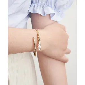 Ultimo 18K oro placcato in acciaio inox gioielli diamante stile serpente zircone bracciale di apertura per le donne braccialetto regalo B232374