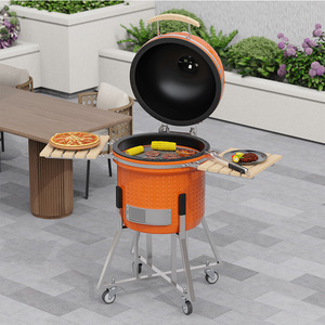 Kamado Ceramic Grill Enameled Multi Function Outdoor BBQ Grill With Side Tables And Wheels - Product Image 1
