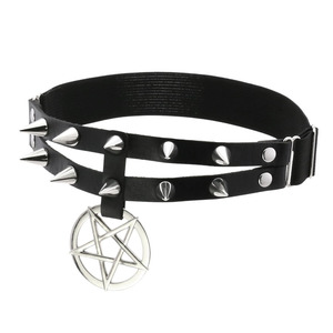 Nouvelle mode gothique pentagramme pendentif Double rangée de pointes en cuir Rivet anneau de cuisse <span class=keywords><strong>personnalisé</strong></span> <span class=keywords><strong>jarretière</strong></span> élastique - Product Image 1