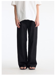 Jeans en denim brut de haute qualité avec logo personnalisé, 13 oz, coupe droite ample, coupe décontractée, pour hommes, femmes, unisexe - Product Image 3