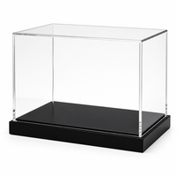 Vitrine de présentation de luxe en acrylique transparent avec aimants puissants et base noire pour bijoux, trophées, objets de collection, thèmes animaux et anime