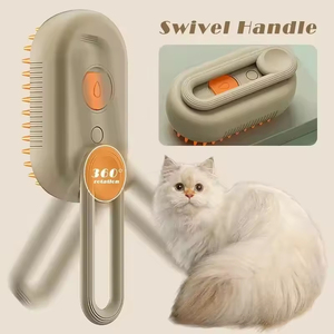 新品犬猫蒸し暑いブラシ3 in 1ポータブルスプレーマッサージ付きペット脱毛電気スプレースチーム猫用ヘアブラシ - Product Image 6