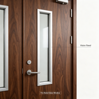 Porte double en bois ignifuge sur mesure avec panneau de vision en verre résistant au feu