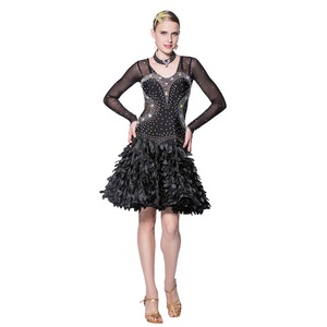 L-13376 Nuevo Vestido de Baile Latino con Pedrería y Gran Cola, Traje de Actuación, Vestido de Competición de Baile en <span class=keywords><strong>Venta</strong></span> - Product Image 2
