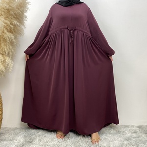 6692 #   ชุดเดรสเรียบหรู ดีไซน์เรียบง่าย ผ้าไนดา สีพื้น แขนยางยืดใหญ่ ซิปด้านหน้า รุ่นใหม่รับรอมฎอน  ใส่ได้หลากหลายโอกาส - Product Image 4