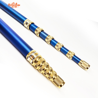 Manche de épuisette TLL Premium en fibre de carbone bleue avec verrous en alliage d'or - Certifié ISO REACH RoHS - Support usine OEM/ODM