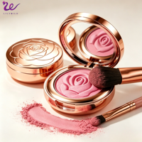 Colorete de Marca Privada de Lujo Lilywild, Estuche Color Oro Rosa, Rosa Tallada en 3D, Alta Pigmentación, Vegano, Resistente al Agua, Acabado Brillante y Duradero para el Rostro