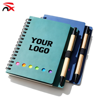 Carnet de notes avec notes colorées et stylo à bille en bois, ensemble cadeau pour le bureau, l'école, les affaires, bloc-notes pour les employés d'entreprise