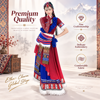Costume de scène ethnique professionnel, robe de danse folklorique chinoise moderne pour femmes avec broderie 3D et coiffe