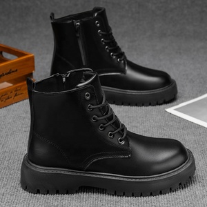 BAEWOON MB10 Bottes Martin tendance de haute qualité pour hommes, polyvalentes, montantes, noires, décontractées, en cuir, style sport - Product Image 3
