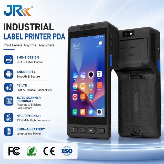 JR YK58D 5.5 Inch 4+64G Handheld Terminal Thermal Sticker Printer 2D Barcode Scanner Parking Charge Industrial NFC Handheld PDAS
