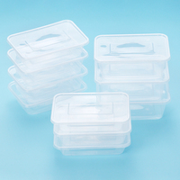 500Ml 650Ml Récipient alimentaire jetable carré transparent en plastique Pp pour micro-ondes avec couvercle