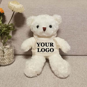Cadeaux promotionnels pas chers de 30cm, ours en peluche mignon avec logo personnalisé, <span class=keywords><strong>jouet</strong></span> en peluche avec pull à capuche et chemise - Product Image 5